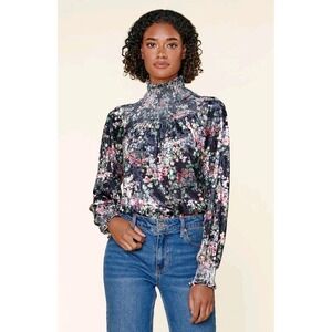 Sugarlips Size Small Nori Floral Velvet Smocked Top Stretchy Whimsigoth Coquette